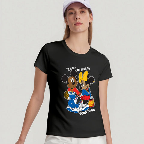 Yo Baby Yo Women's Round-Neck Short-Sleeved Casual T-Shirt