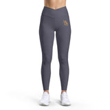 Luxe V-Waist Leggings — Black with Gold MYDS Monogram