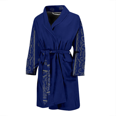 Men's Blue and Gray Bandana Bathrobe